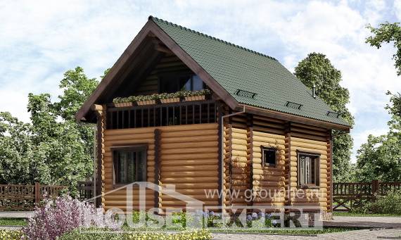 080-003-П Проект двухэтажного дома с мансардой, скромный коттедж из дерева, Шымкент
