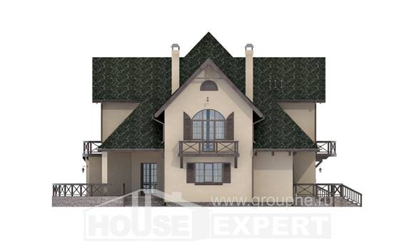 350-001-П Проект двухэтажного дома с мансардой и гаражом, современный загородный дом из керамзитобетонных блоков, Шымкент