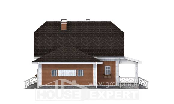 160-006-П Проект двухэтажного дома с мансардой и гаражом, уютный загородный дом из газосиликатных блоков Караганда, House Expert