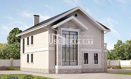 170-008-Л Проект двухэтажного дома, недорогой коттедж из теплоблока, Темиртау