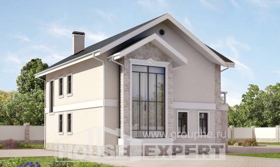 170-008-Л Проект двухэтажного дома, компактный загородный дом из газосиликатных блоков, House Expert