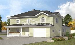 410-002-Л Проект двухэтажного дома и гаражом, просторный загородный дом из газобетона, House Expert