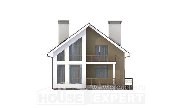 170-006-Л Проект двухэтажного дома с мансардным этажом, экономичный дом из теплоблока Шымкент, House Expert