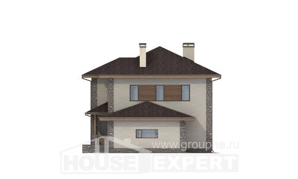 185-004-П Проект двухэтажного дома и гаражом, уютный коттедж из пеноблока, House Expert