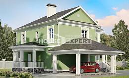 170-001-Л Проект двухэтажного дома и гаражом, классический коттедж из блока Караганда, House Expert