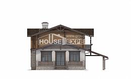 170-004-Л Проект двухэтажного дома мансардой, гараж, красивый дом из бризолита из бревен, Семей