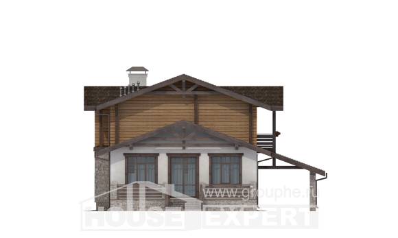 170-004-Л Проект двухэтажного дома мансардой, гараж, красивый дом из бризолита из бревен, Семей
