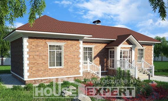 090-001-Л Проект одноэтажного дома, бюджетный домик из кирпича Костанай, House Expert
