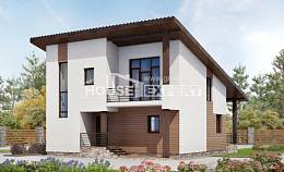 140-005-П Проект двухэтажного дома с мансардой, скромный коттедж из газобетона, House Expert