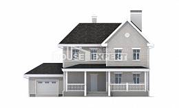 190-001-Л Проект двухэтажного дома и гаражом, средний коттедж из кирпича Шымкент, House Expert