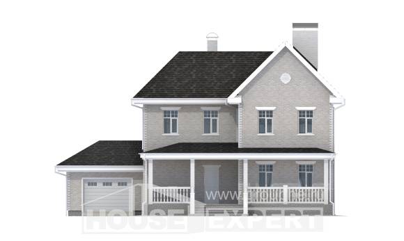 190-001-Л Проект двухэтажного дома и гаражом, современный домик из кирпича Талдыкорган, House Expert