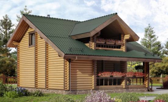 110-005-П Проект двухэтажного дома с мансардным этажом, скромный загородный дом из бревен, Актау