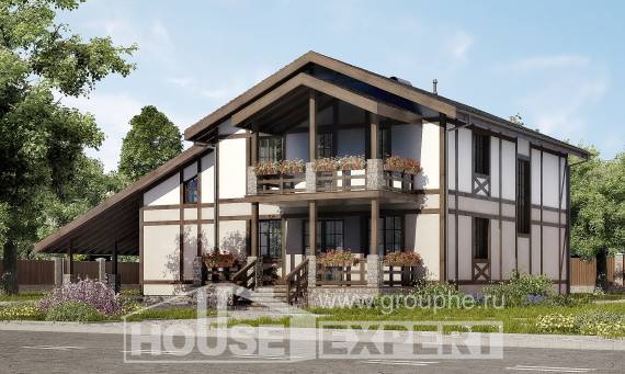 250-002-П Проект двухэтажного дома мансардный этаж, гараж, просторный загородный дом из кирпича, Шымкент