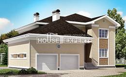 335-001-Л Проект двухэтажного дома и гаражом, классический коттедж из кирпича Экибастуз, House Expert