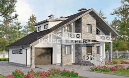 180-017-Л Проект двухэтажного дома мансардой, гараж, классический дом из поризованных блоков, Кызылорда