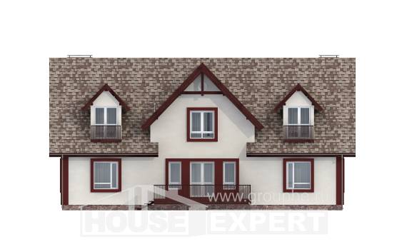 300-008-Л Проект двухэтажного дома мансардой и гаражом, огромный загородный дом из газосиликатных блоков Туркестан, House Expert