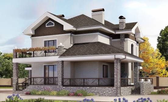 365-001-Л Проект трехэтажного дома и гаражом, большой домик из кирпича Костанай | Проекты домов от House Expert