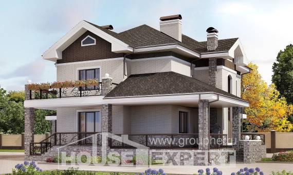 365-001-Л Проект трехэтажного дома, гараж, большой дом из кирпича Петропавловск, House Expert