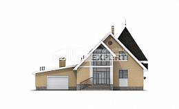 250-001-Л Проект двухэтажного дома с мансардой, гараж, классический домик из пеноблока, Экибастуз