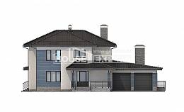 340-005-П Проект двухэтажного дома, гараж, классический загородный дом из газобетона Петропавловск, House Expert
