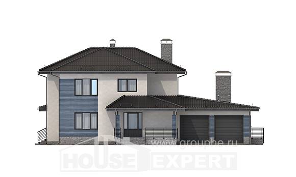 340-005-П Проект двухэтажного дома и гаражом, огромный дом из керамзитобетонных блоков, Павлодар