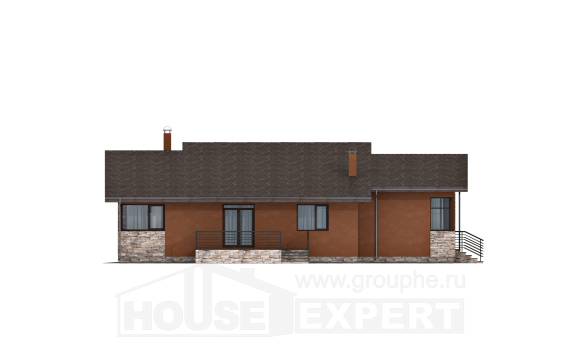 130-007-П Проект одноэтажного дома, небольшой домик из блока Уральск, House Expert