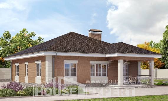 100-004-П Проект одноэтажного дома, скромный дом из теплоблока Кокшетау, House Expert
