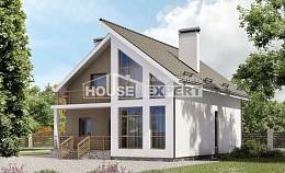 170-006-Л Проект двухэтажного дома мансардный этаж, доступный загородный дом из пеноблока Шымкент, House Expert
