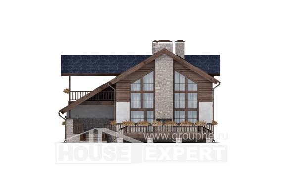 240-002-Л Проект двухэтажного дома мансардный этаж, гараж, средний загородный дом из бризолита, Экибастуз