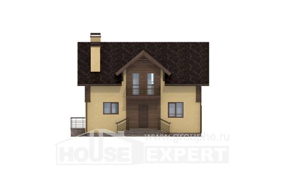150-009-Л Проект двухэтажного дома с мансардой, бюджетный домик из арболита, Уральск