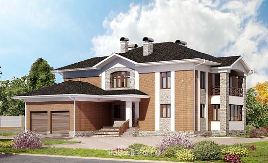 520-002-Л Проект трехэтажного дома и гаражом, просторный дом из арболита Шымкент | Проекты домов от House Expert