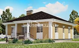 130-002-Л Проект одноэтажного дома и гаражом, бюджетный домик из газосиликатных блоков, Алма-Ата