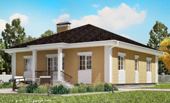 130-002-Л Проект одноэтажного дома и гаражом, современный загородный дом из арболита Кызылорда | Проекты домов от House Expert