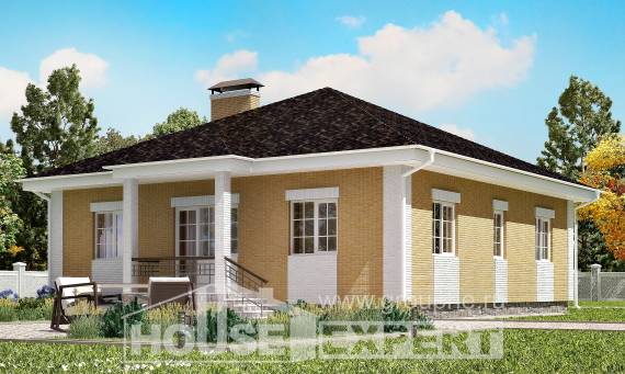 130-002-Л Проект одноэтажного дома, гараж, уютный домик из теплоблока Туркестан, House Expert