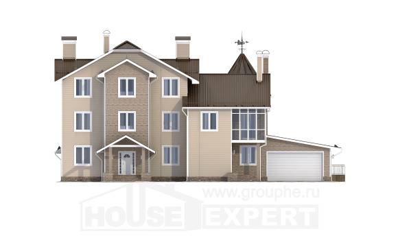 555-001-Л Проект трехэтажного дома мансардный этаж, гараж, красивый загородный дом из арболита, House Expert