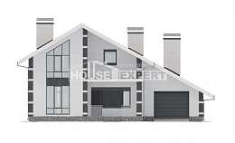 190-008-П Проект двухэтажного дома с мансардным этажом, гараж, красивый коттедж из арболита, Шымкент