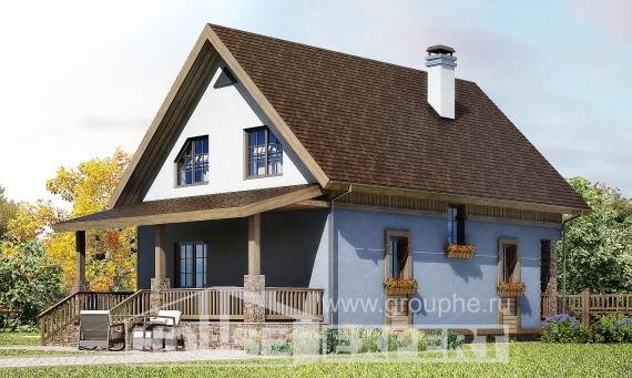 130-003-Л Проект двухэтажного дома с мансардой, красивый коттедж из пеноблока Павлодар, House Expert