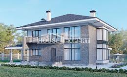 250-004-Л Проект двухэтажного дома, классический домик из теплоблока Экибастуз, House Expert