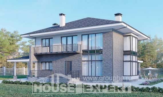 250-004-Л Проект двухэтажного дома, классический домик из теплоблока Экибастуз, House Expert