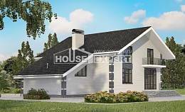 180-001-П Проект двухэтажного дома мансардой и гаражом, красивый загородный дом из газобетона Алма-Ата, House Expert