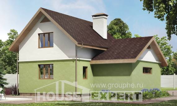 120-002-П Проект двухэтажного дома с мансардным этажом и гаражом, красивый дом из теплоблока, House Expert