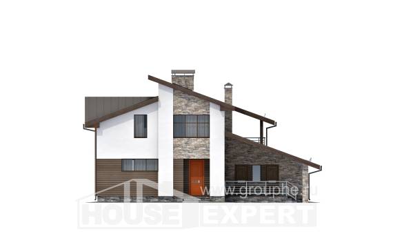 200-010-П Проект двухэтажного дома с мансардным этажом, гараж, простой коттедж из арболита, Туркестан