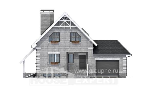200-009-П Проект трехэтажного дома мансардный этаж и гаражом, современный домик из поризованных блоков, Рудный