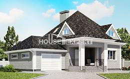 135-001-Л Проект двухэтажного дома с мансардой, гараж, простой домик из кирпича, House Expert