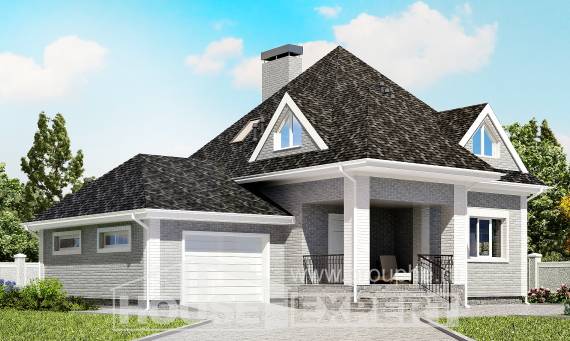 135-001-Л Проект двухэтажного дома с мансардой, гараж, простой домик из кирпича, House Expert