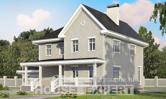 190-001-Л Проект двухэтажного дома, гараж, красивый загородный дом из кирпича, Рудный
