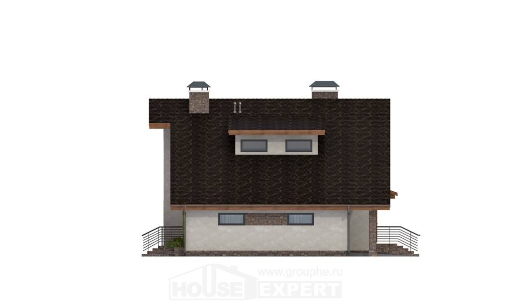 180-008-Л Проект двухэтажного дома с мансардой и гаражом, средний загородный дом из керамзитобетонных блоков, Жанаозен