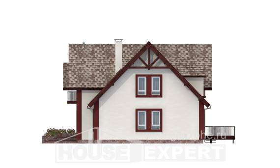 300-008-Л Проект двухэтажного дома мансардный этаж и гаражом, классический домик из арболита Экибастуз, House Expert