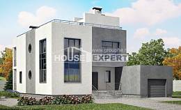 255-001-П Проект двухэтажного дома, гараж, уютный коттедж из твинблока Семей, House Expert