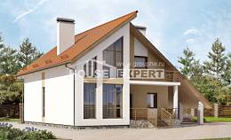 170-009-П Проект двухэтажного дома с мансардой, гараж, недорогой коттедж из пеноблока, House Expert